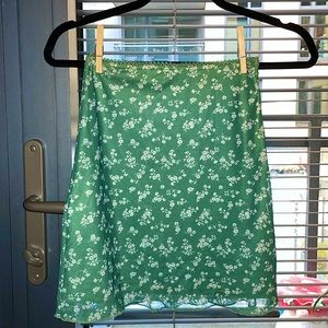 Floral Green Bodycon Mini Skirt